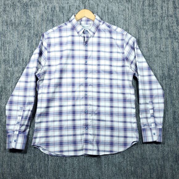 Twillory Mens XL Blue Plaid Untuckable Button Up Long Sleeve Shirt Tailored - Picture 2 of 16